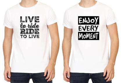 M Mapon Fashion Printed Men White T-Shirt