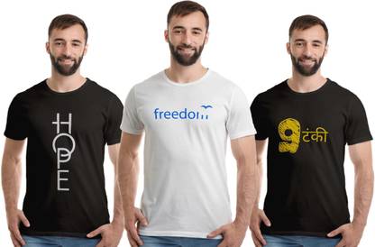 Printed Men White, Black, Black T-Shirt