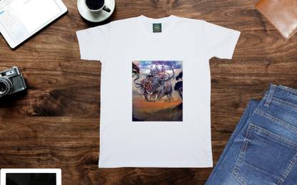 Graphic Print Men White T-Shirt
