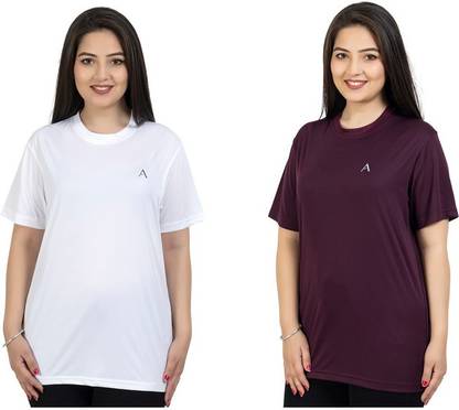 Solid Women Multicolor T-Shirt