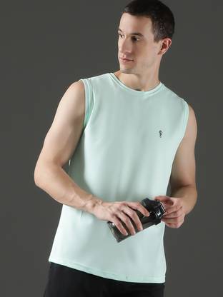 Solid Men Blue T-Shirt