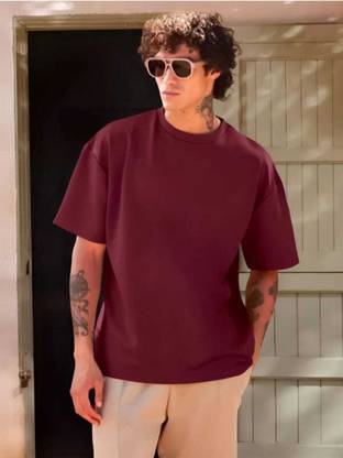 Solid Men Maroon T-Shirt