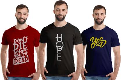 Printed Men Black, Maroon, Dark Blue T-Shirt