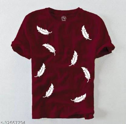 Printed Men Maroon T-Shirt