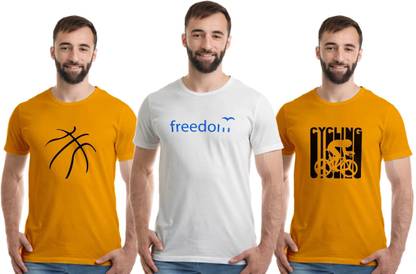 Printed Men White, Gold, Gold T-Shirt