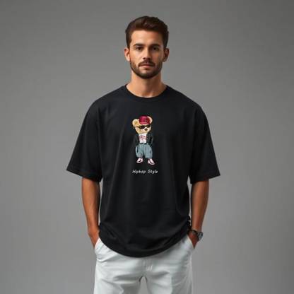 UrGear Printed Men Round Neck Black T-Shirt