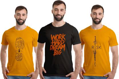 Printed Men Black, Gold, Gold T-Shirt
