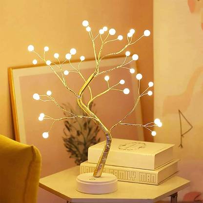 KUDZU 18Inch Tabletop Bonsai Tree Light Touch Switch Waterproof Table Lamp