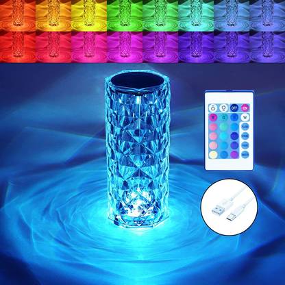 MOOZMOB Rechargeable Crystal LED Lamp with 16 Color Changing Modes Rose Diamond Table Lamp with Touch and Remote Control LED Crystal Table Lamp for Bedroom and Home Led Light