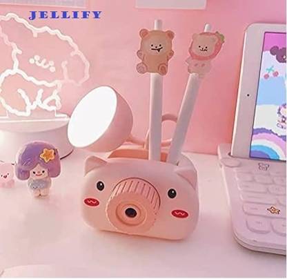 JELLIFY 4 in 1 Camera Design Table Night Lamp/Pencil Sharpener/ Pen Stand/Mobile Stand Single Pencil Sharpeners
