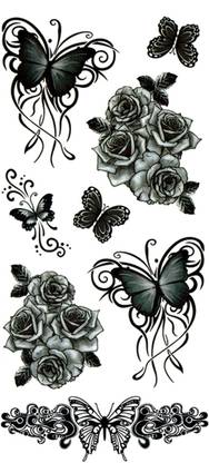 The Canvas Arts Dark Desire temporary tattoo sticker waterproof girls women flower butterfly