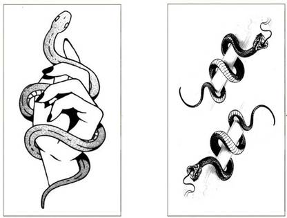 TATMODS Black Hand Snake 2 Sheet Combo Waterproof Men Woman Temporary Tattoo