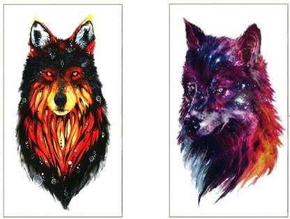 TATMODS Magic Black Fox Dark 2 Sheet Combo Waterproof Men Woman Temporary Tattoo