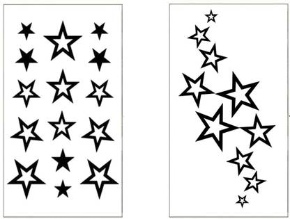 TATMODS Famous Black Stars 2 Sheet Combo Waterproof Men Woman Temporary Tattoo