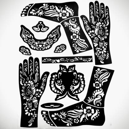 KICKWIX Henna Tattoo Stencil Women Girls Hand Finger Paint Temporary Tattoo