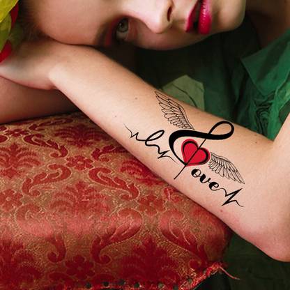 komstec Love Music Tribe Heart Design Tattoo Waterproof Temporary Body Tattoo
