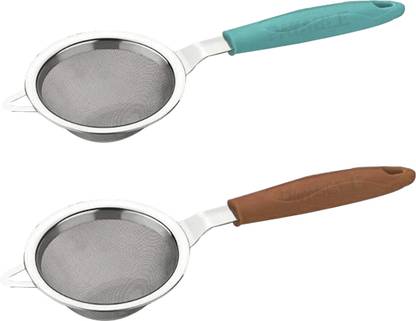 PAYABLE Combo Strainer for Kitchen, Chai Chhalni Chhani Plastic Handle with Steel Mesh Tea Strainer