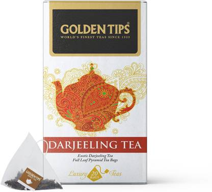 Golden Tips Premium Exotic Darjeeling Full Leaf Black Tea Bags Box