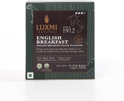 Luxmi Tea A Tale of Two Estates English Breakfast 25 Tea Bags -50g Tea Blend Bags Pouch