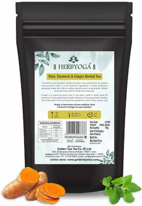 Golden Tips HERBYOGA Turmeric, Ginger, Tulsi, Black Pepper, Cloves Herbal Tea Tetrapack