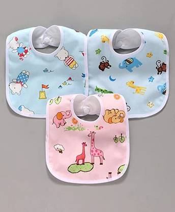 Smiley mia Baby Soft Feeding Bibs/Apron Cute Multi Print with Tich Button/Waterproof Bib
