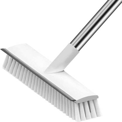 DEEJET Bathroom Cleaning Brush with Wiper 2 in 1 Tiles Cleaning Brush Floor Scrub with Holder