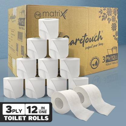 DecorSecrets Ultra Soft Clean Care 3 ply Toilet tissue Paper, Toilet Roll Pack of 12 (Setof2) Toilet Paper Roll