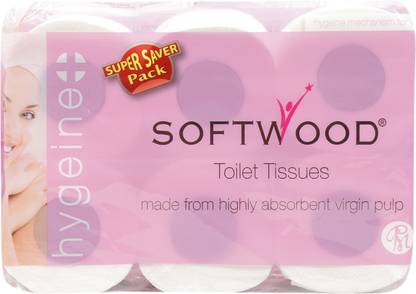 SOFTWOOD 2 Ply Embossed Toilet Rolls (Pack of 6 - 270 sheets in each roll) Toilet Paper Roll