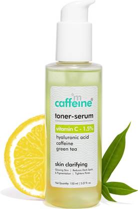 mCaffeine 1.5% Vitamin C 2in1 Toner-Serum for Glowing Skin -Green Tea |Reduces Dark Spots Men & Women