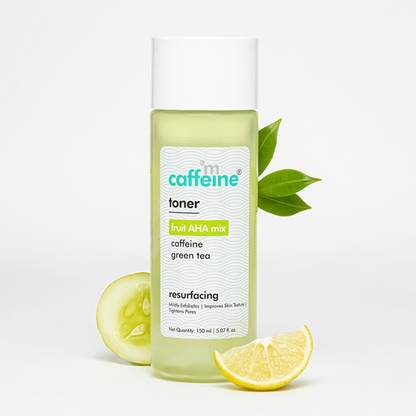 mCaffeine Fruit-AHA Mix & Green Tea Face Toner for Glowing Skin | Exfoliate, Tighten Pores Men & Women