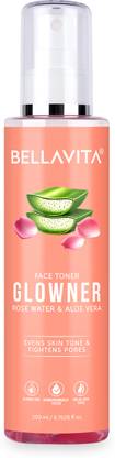 BELLAVITA Glowner Rose Water Toner for Face, Glowing Skin, Hydrating & Moisturizing Men & Women
