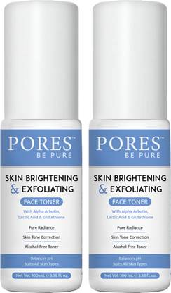 PORES BE PURE Skin Brightening Exfoliating Face Toner Skin Tone Correction Alcohol Free Toner Men & Women