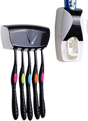 SS Impex Automatic Toothpaste Dispenser,Press to Paste Toothpaste Squeezer & Holders(2) Plastic Toothbrush Holder