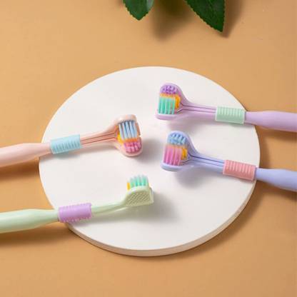 KIDWILL All Sides Toothbrush, 3-Sided Cleaning Training Great Angle Tooth Brush Ultra Soft Toothbrush