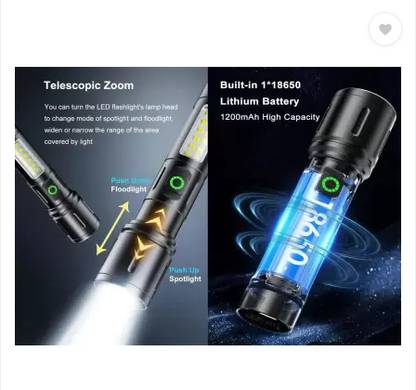 FAVOURABLE Metal Led Long Range 1000 Meter High Power Zoomable TypeC Torch