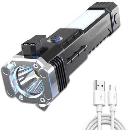 MHAX LED 3W Torch Hammer and Strong Magnets Window Glass and Seat Belt_Cutter 4 Modes Torch