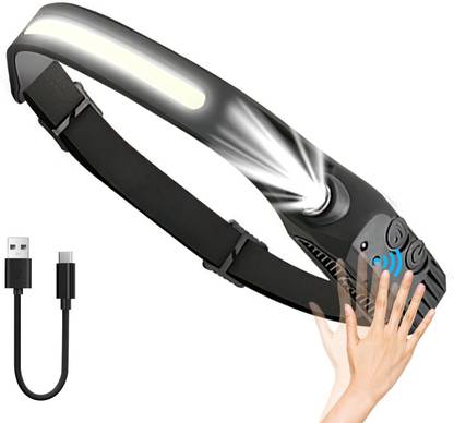 roxfire LED Headlight, Double Button Switch Button USB Rechargeable Torch