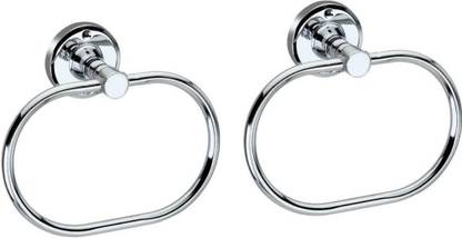 livefast Stainless Steel Oval Towel Ring Holder (Pack of 2) SILVER Towel Holder