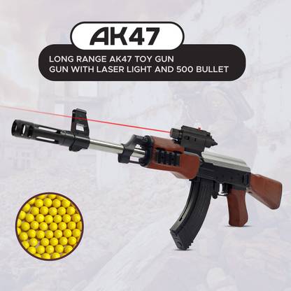 DIVI DIVINE AK 47 Toy Gun with laser light and 500 6mm Bullets (24-inch) (Multicolor) Guns & Darts