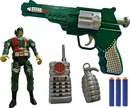 Toy Cloud Soft Blaster Pistol Toy Gun with 3 Foam Bullets, Army Soldier, Mobile, Bomb Guns & Darts