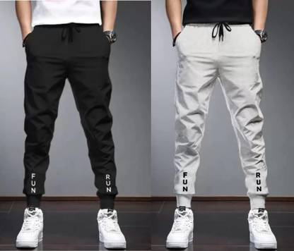 Solid Men Black, Grey Track Pants