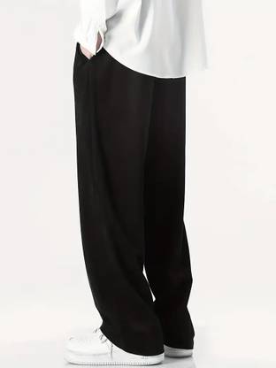 Dockstreet Loose Fit Men Black Trousers
