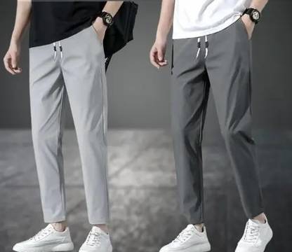 Men Black, Grey Track Pants