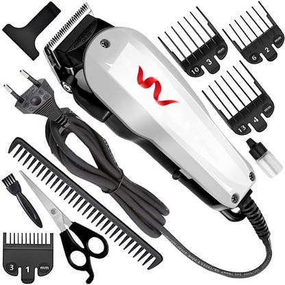 QGS Men Powerful Adjustable Titanium Wired High Quality Hair Clipper Beard Moustache Fully Waterproof Trimmer 0 min  Runtime 7 Length Settings