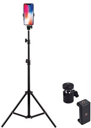 SURYAKUSH Foldable Metal2.1m Light Stand Tripod with Phone holder Monopod Kit, Tripod Kit, Tripod Ball Head