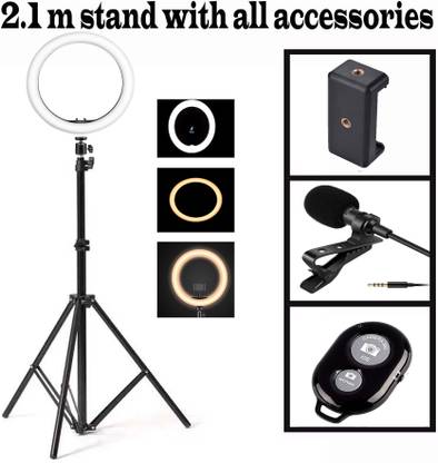 Deeshora Heavy Duty 10 " flash light ,2.1 m stand ,Holder,Collarmic,Remote control ,reels Monopod, Monopod Kit, Tripod, Tripod Ball Head, Tripod Bracket, Tripod Kit
