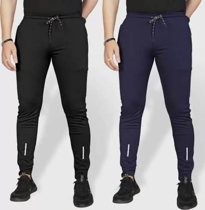 Solid Men Black Track Pants