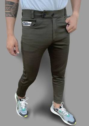 Regular Fit Men Green Trousers