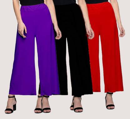 Relaxed Women Red, Black, Purple Trousers