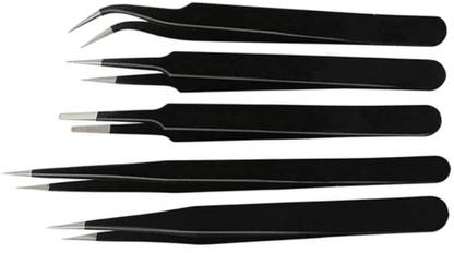 GOGNA Black ESD Tweezers Kit 5 Pcs Set - for mobile Repair